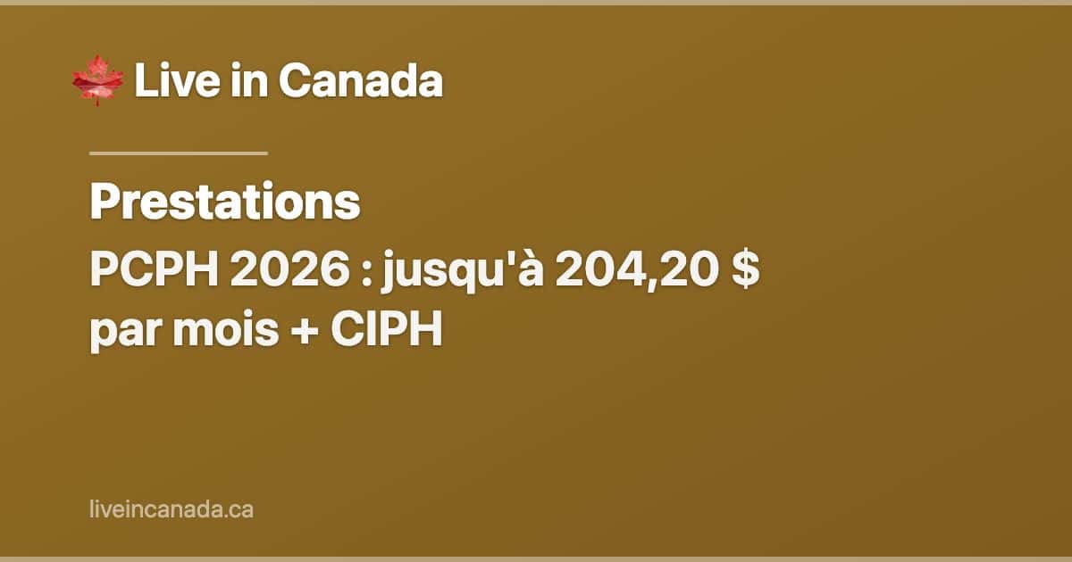 PCPH 2026 : jusqu'à 204,20 $ par mois + CIPH