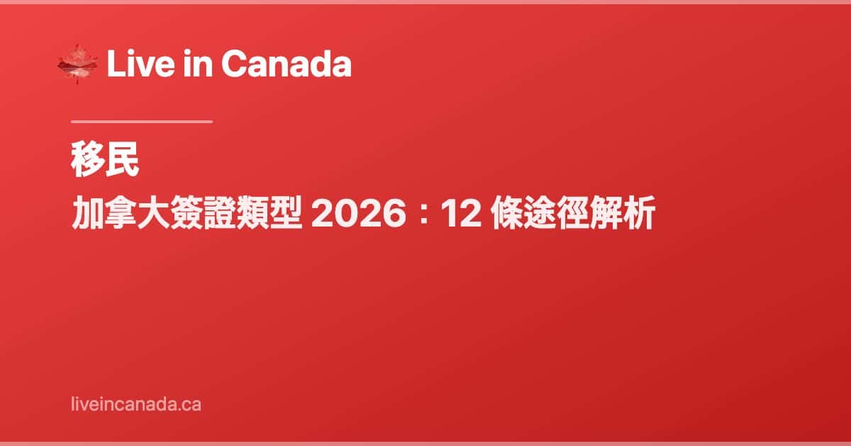 加拿大簽證類型 2026:12 條途徑解析