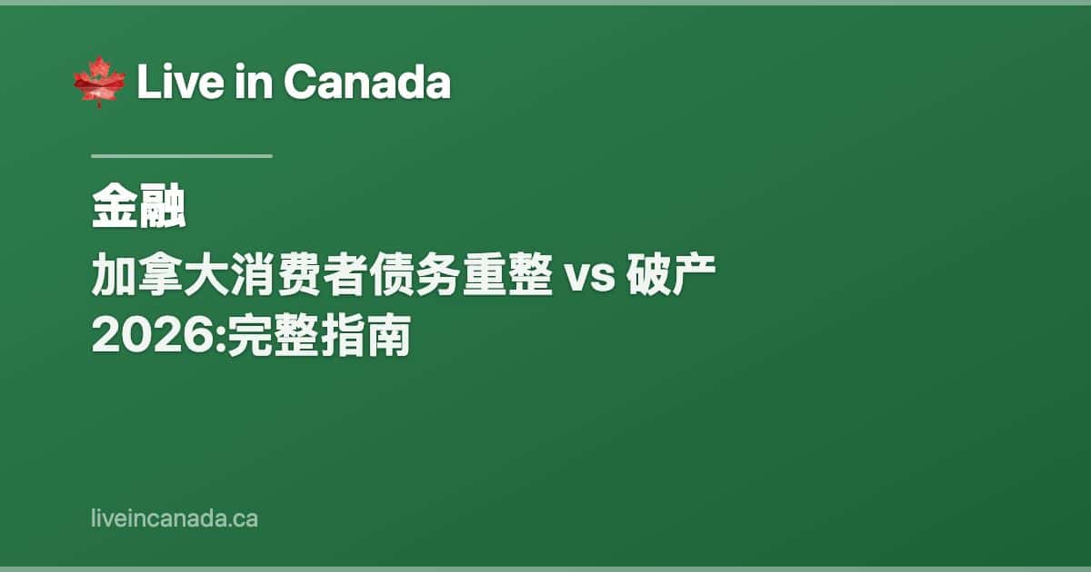 加拿大消费者债务重整 vs 破产 2026:完整指南