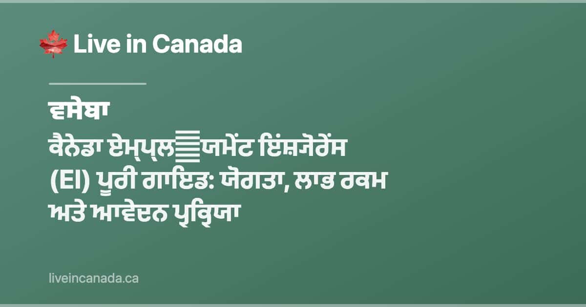 ਕੈਨੇਡਾ ਏਮ੍ਪ੍ਲਯਮੇਂਟ ਇਂਸ਼੍ਯੋਰੇਂਸ (EI) ਪੂਰੀ ਗਾਇਡ: ਯੋਗਤਾ, ਲਾਭ ਰਕਮ ਅਤੇ ਆਵੇਦਨ ਪ੍ਰਕ੍ਰਿਯਾ
