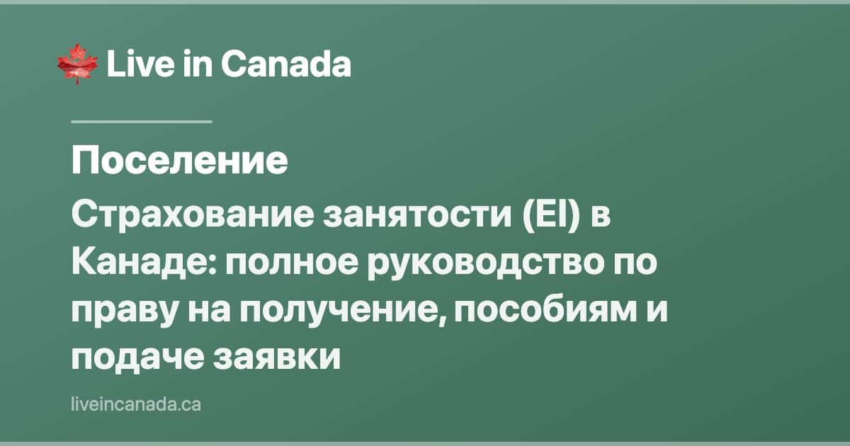 Страхование занятости (EI) в Канаде: полное руководство по праву на получение, пособиям и подаче заявки