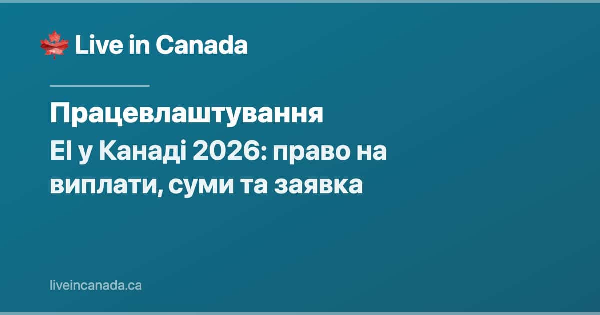 EI у Канаді 2026: право на виплати, суми та заявка