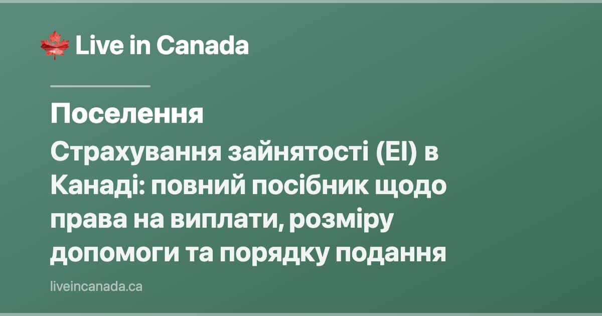 Страхування зайнятості (EI) в Канаді: повний посібник щодо права на виплати, розміру допомоги та порядку подання заявки