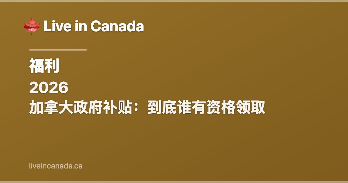 2026 加拿大政府补贴:到底谁有资格领取