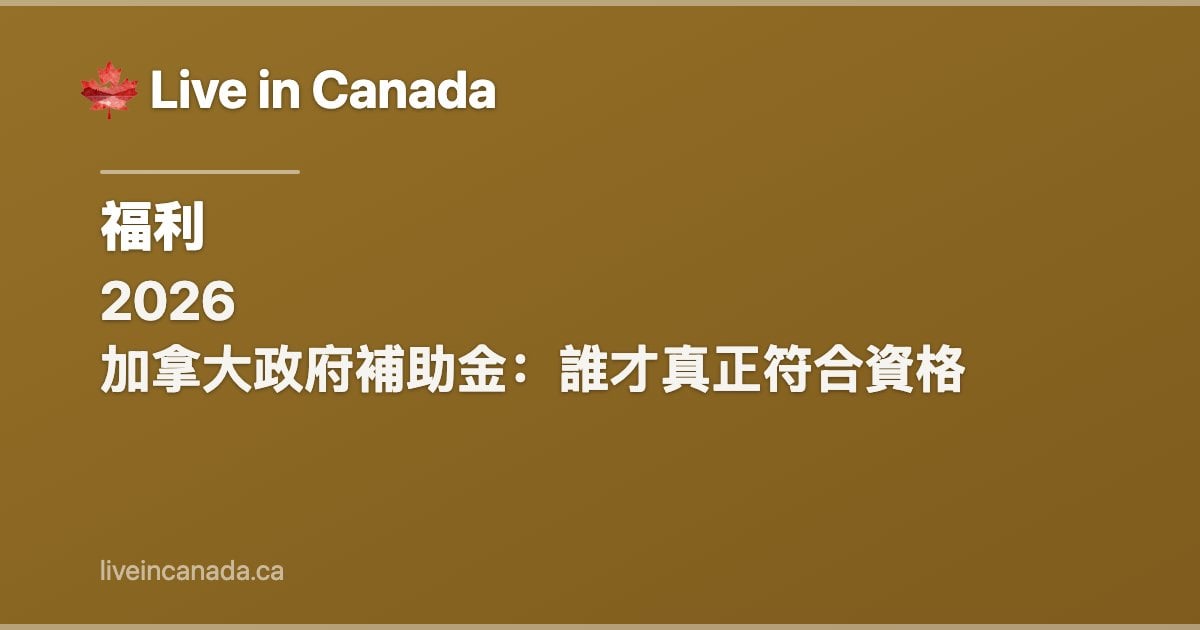 2026 加拿大政府補助金:誰才真正符合資格