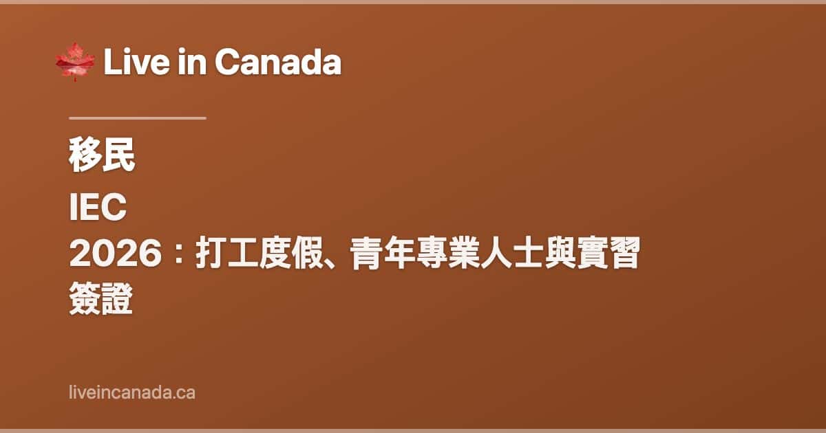 IEC 2026:打工度假、青年專業人士與實習簽證