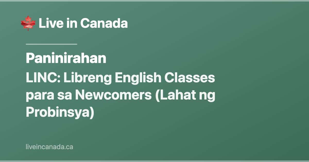 LINC: Libreng English Classes para sa Newcomers (Lahat ng Probinsya)