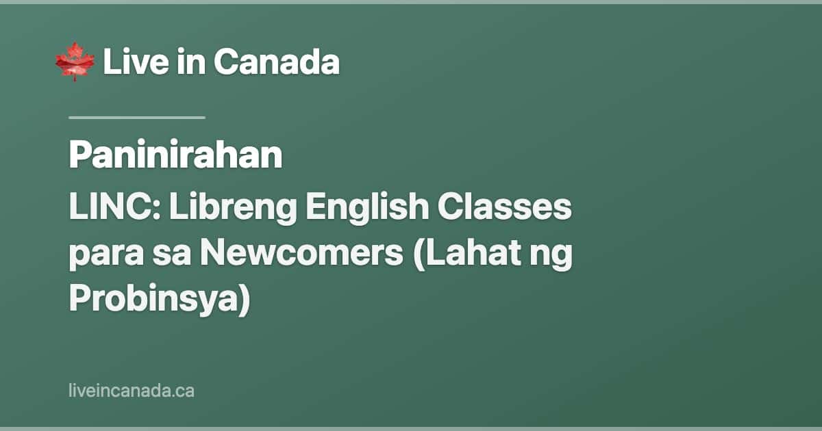 LINC: Libreng English Classes para sa Newcomers (Lahat ng Probinsya)
