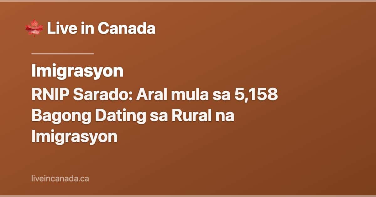 RNIP Sarado: Aral mula sa 5,158 Bagong Dating sa Rural na Imigrasyon