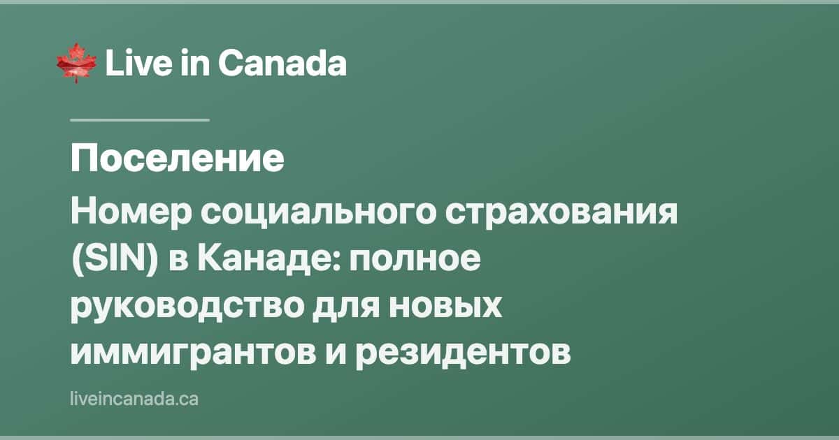 Номер социального страхования (SIN) в Канаде: полное руководство для новых иммигрантов и резидентов