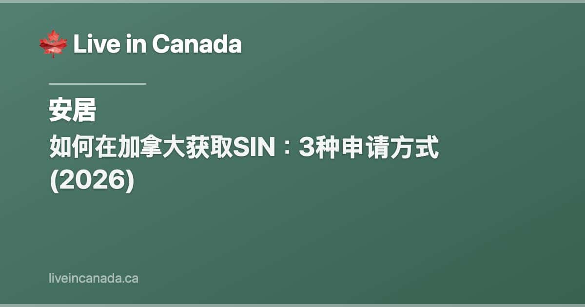 如何在加拿大获取SIN:3种申请方式 (2026)