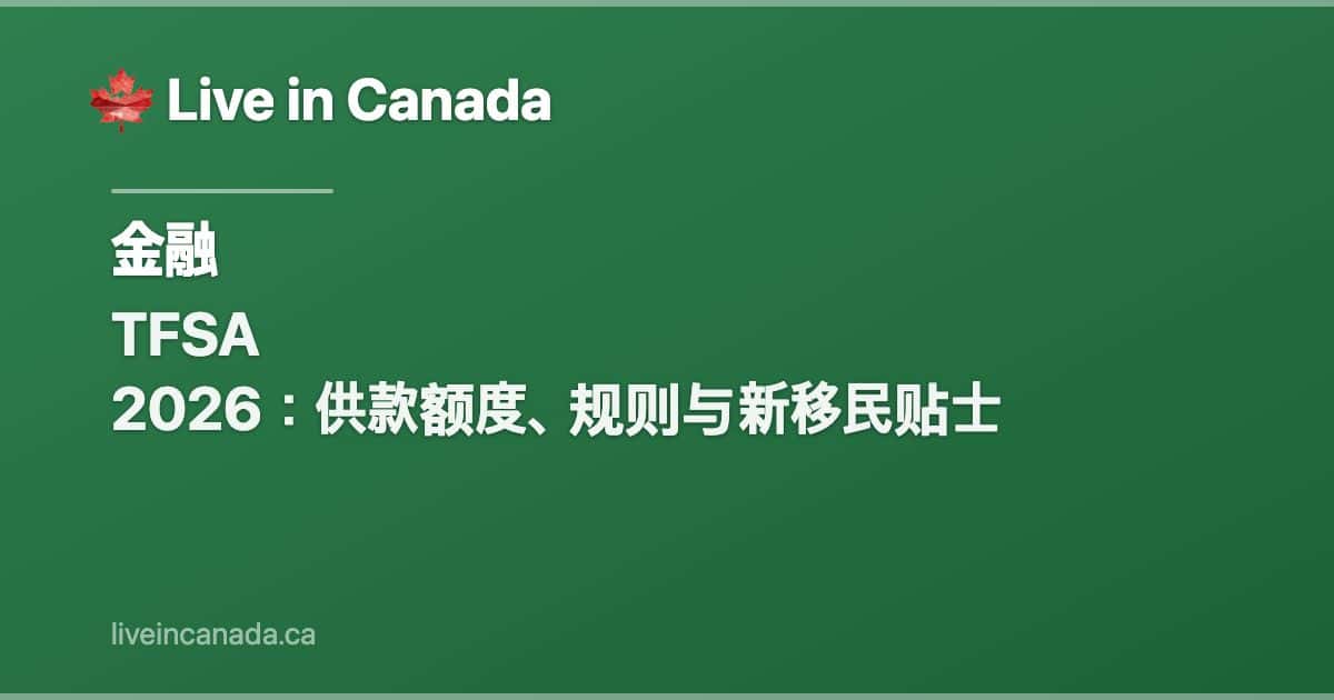 TFSA 2026:供款额度、规则与新移民贴士